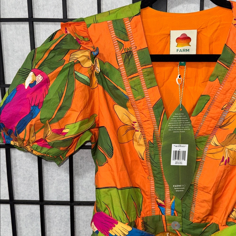 🌴 FARM Rio size M Fresh Macaws Belted Romper 🌴 - Picture 6 of 10